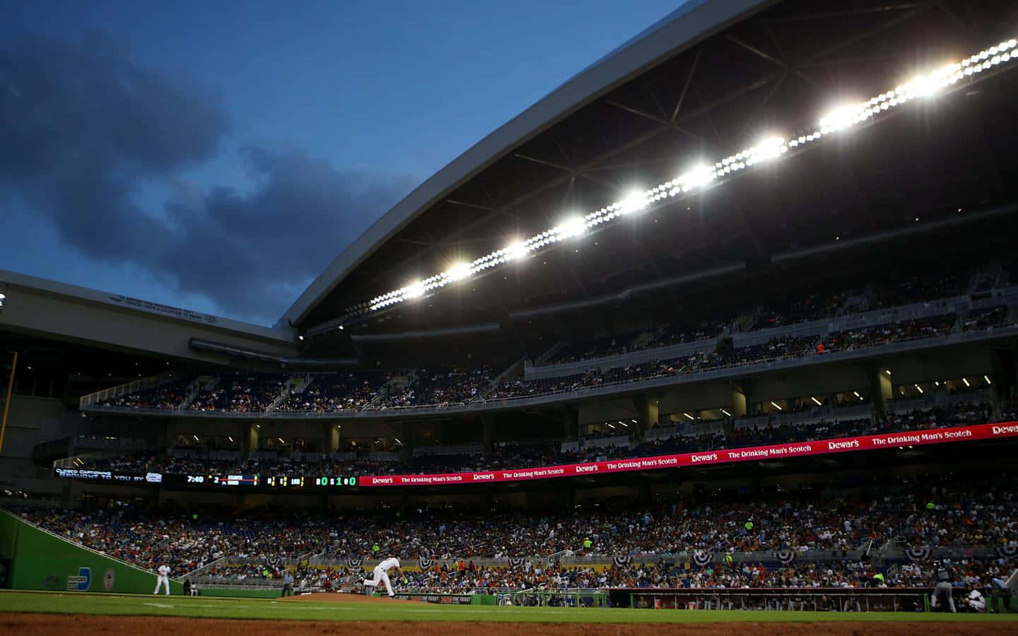 Majestic Baseball Stadium At Dusk Wallpaper