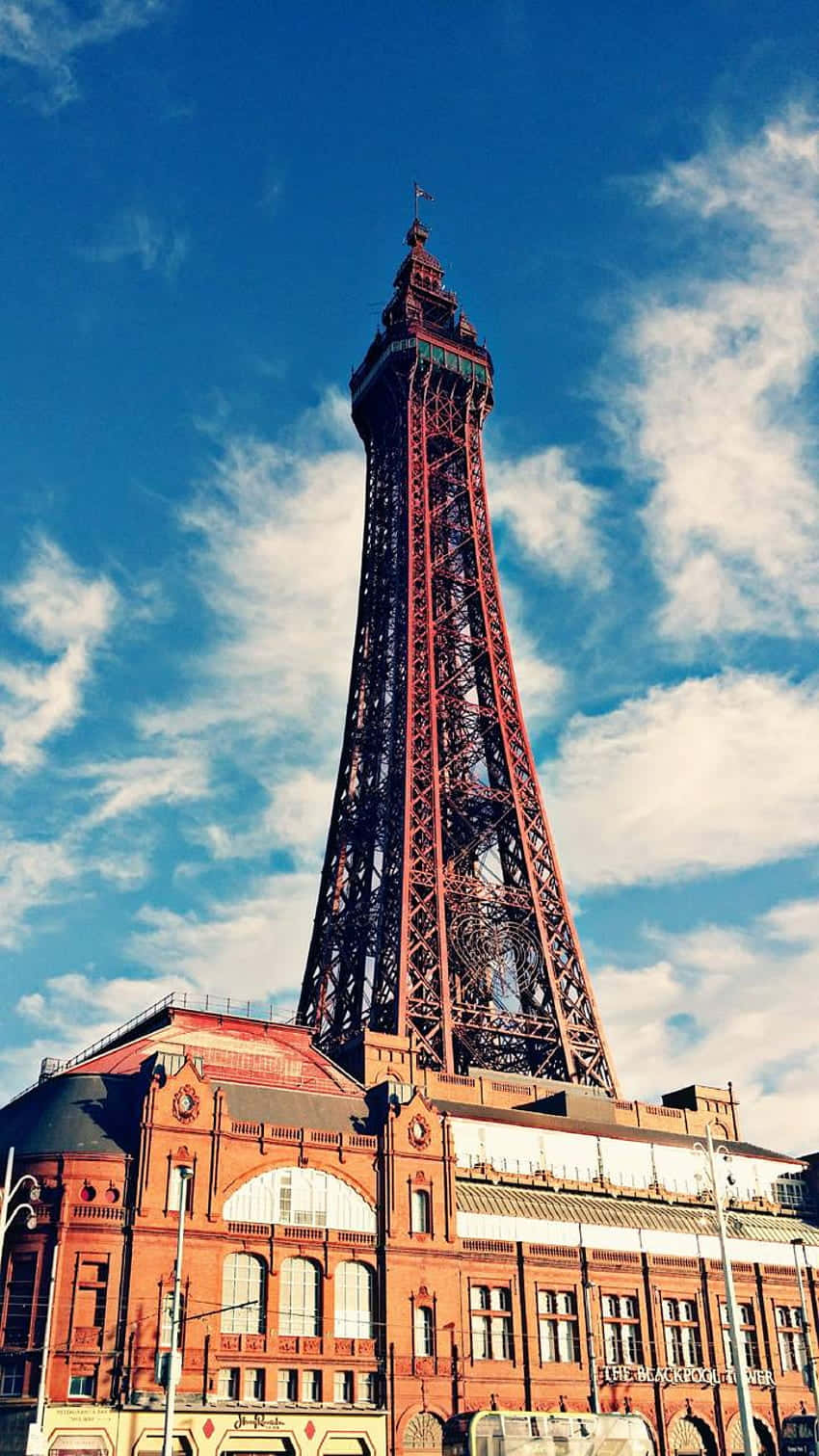 Majestic Blackpool Tower Against A Stunning Sunset Wallpaper