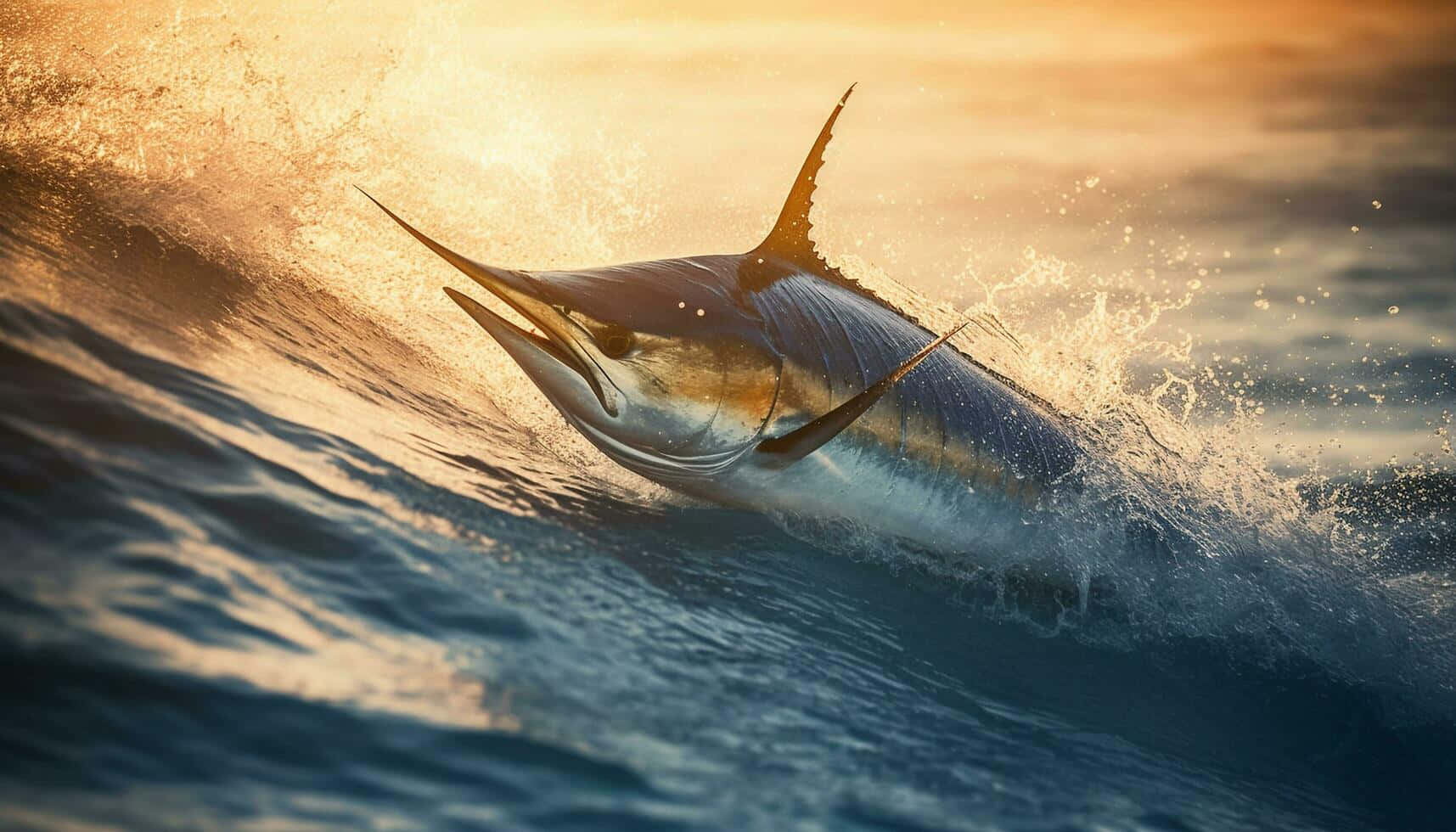 Majestic Blue Marlin Leaping Wallpaper