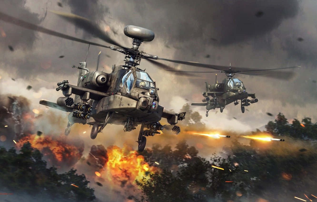 Majestic Boeing Ah-64 Apache - The Iridescent Sky Warrior Wallpaper