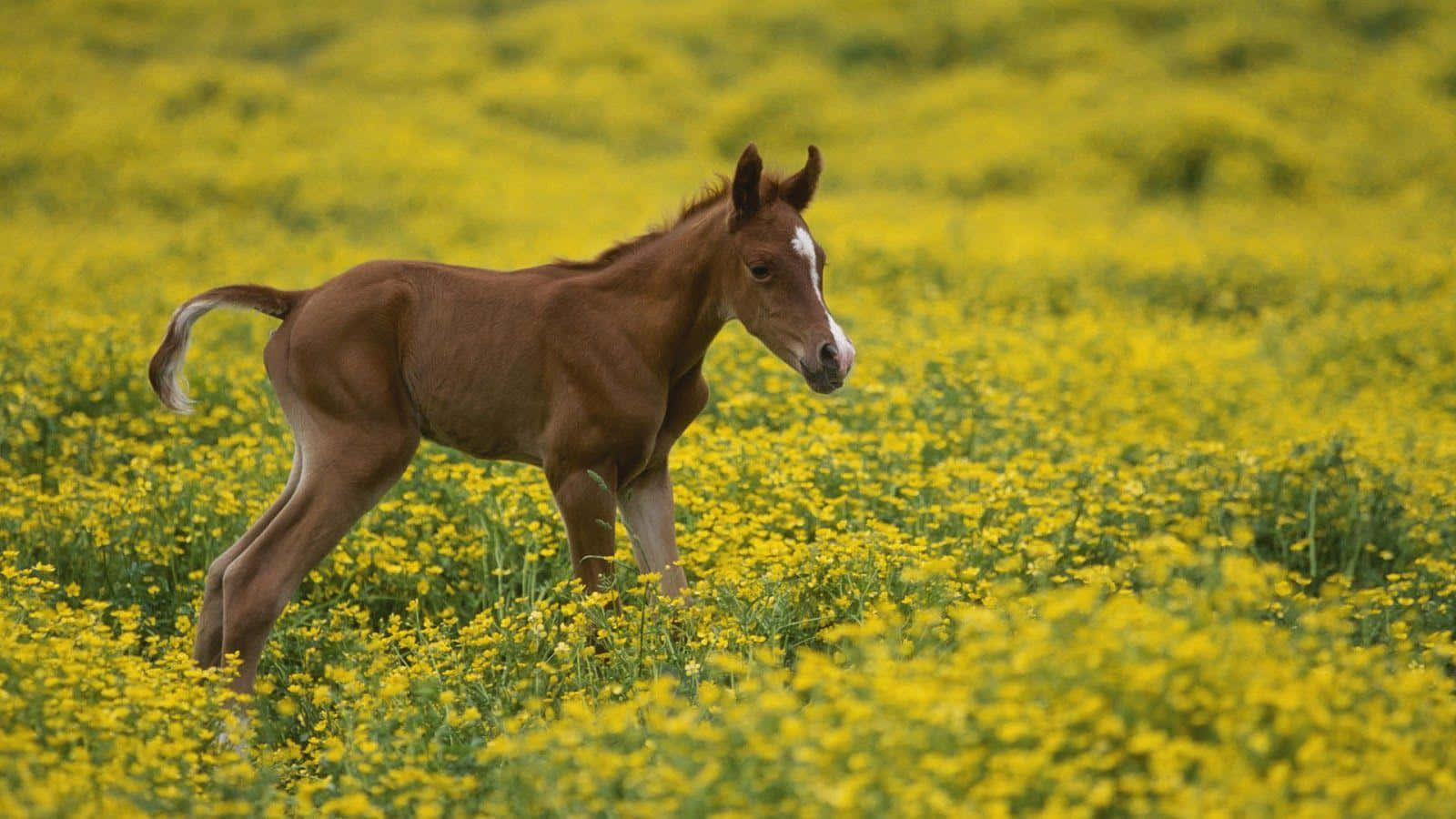 Majestic Brown Horse Galloping Wallpaper