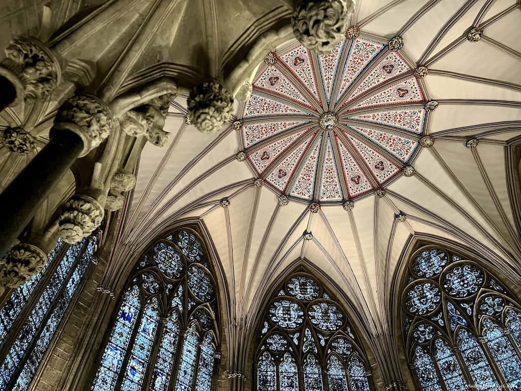 Majestic Ceiling Of York Minster Cathedral Wallpaper