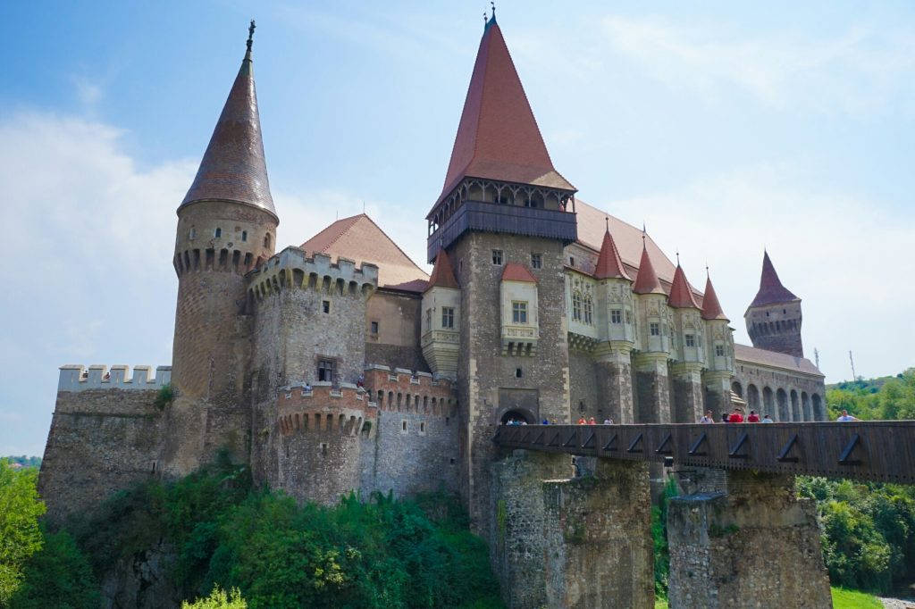 Majestic Corvin Castle In Romania Wallpaper