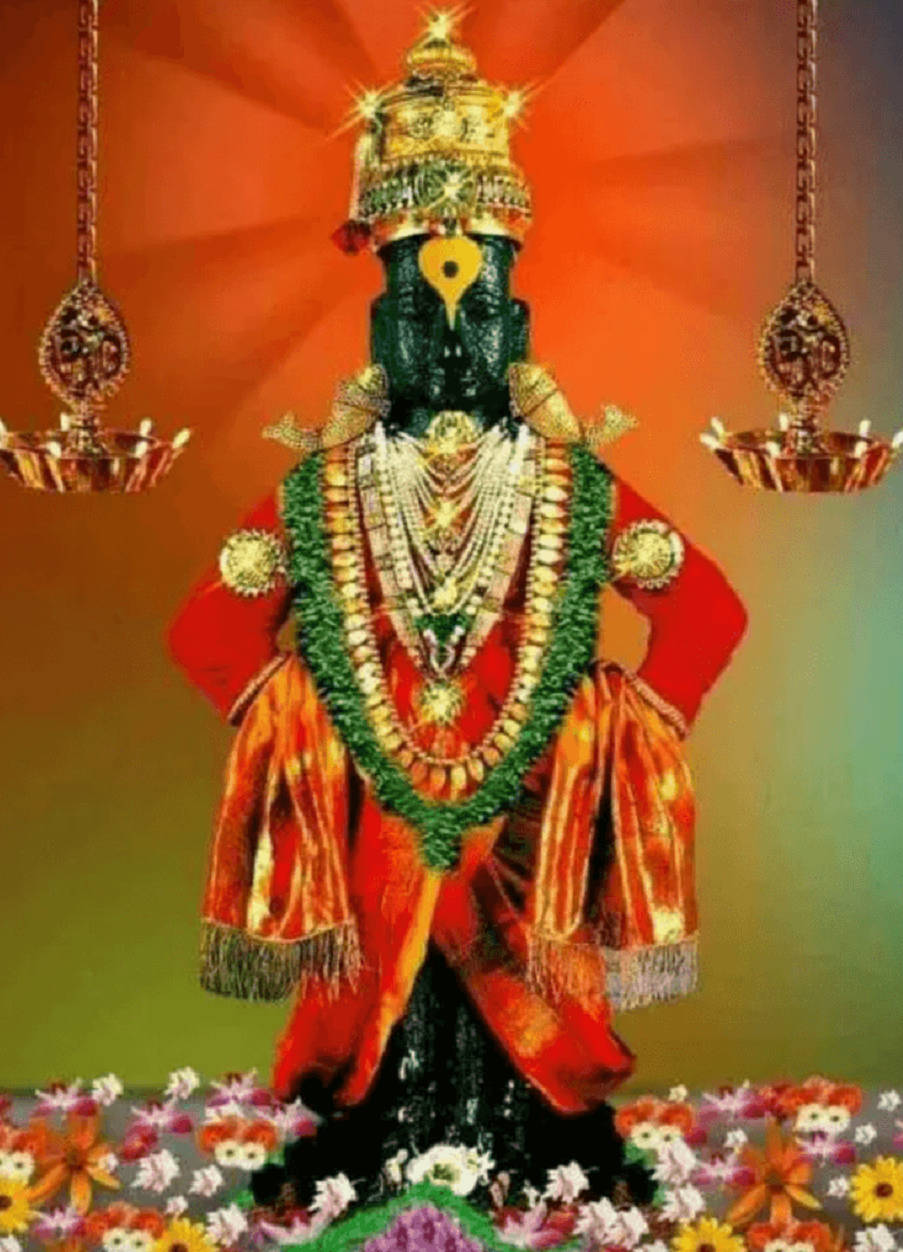 Majestic Depiction Of Lord Pandurang In Vibrant Colorful Art Wallpaper