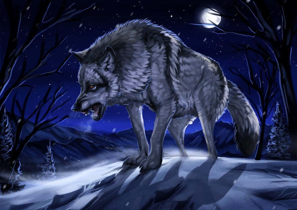 Majestic Dire Wolf Roaming In The Wilderness Wallpaper