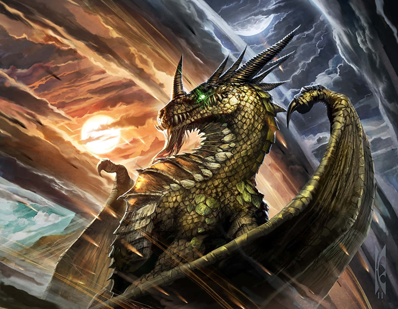 Majestic_ Dragon_ Amidst_ Stormy_ Skies Wallpaper