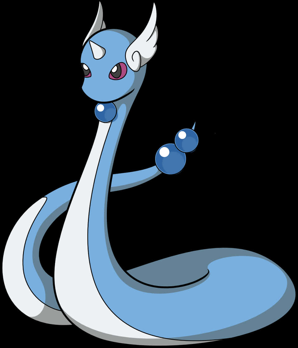 Majestic Dratini Pokemon On White Background Wallpaper