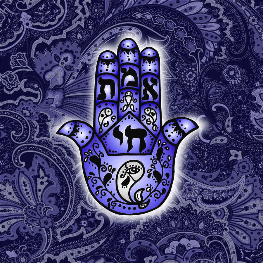 Majestic Hamsa Symbol On Vibrant Background Wallpaper