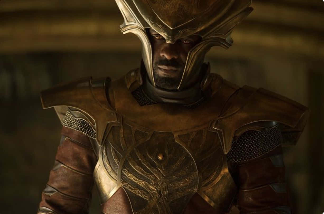 Majestic Heimdall Standing Guard At The Rainbow Bridge Wallpaper