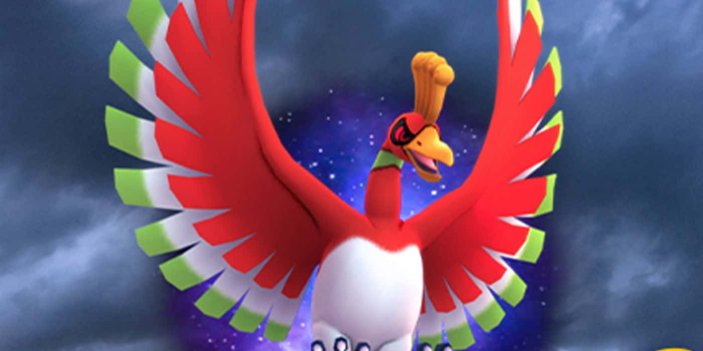 Majestic Ho-oh Among Dark Clouds Wallpaper