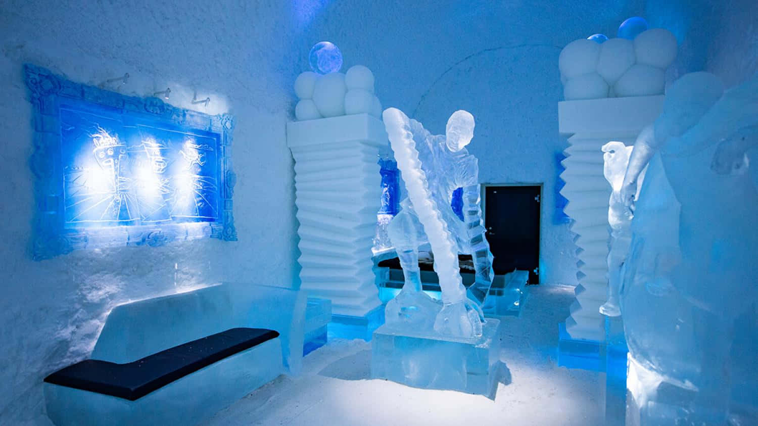 Majestic Ice Hotel With Spectacular Structure And Ambiance Wallpaper