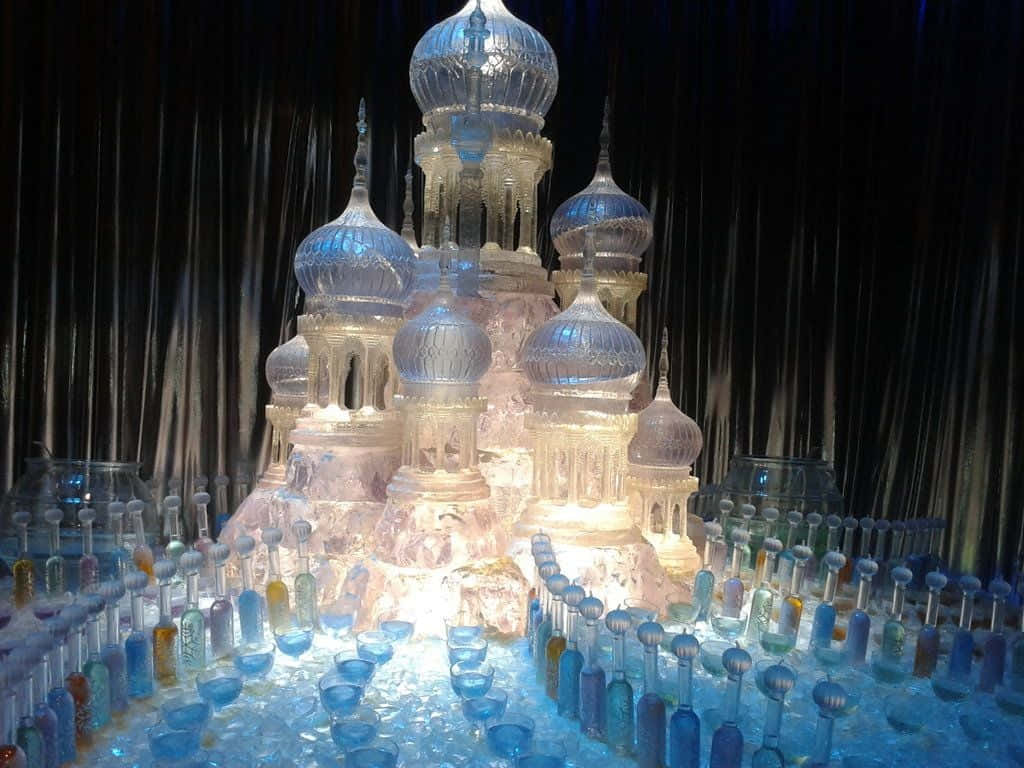 Majestic Ice Sculpture In Winter Wonderland Wallpaper