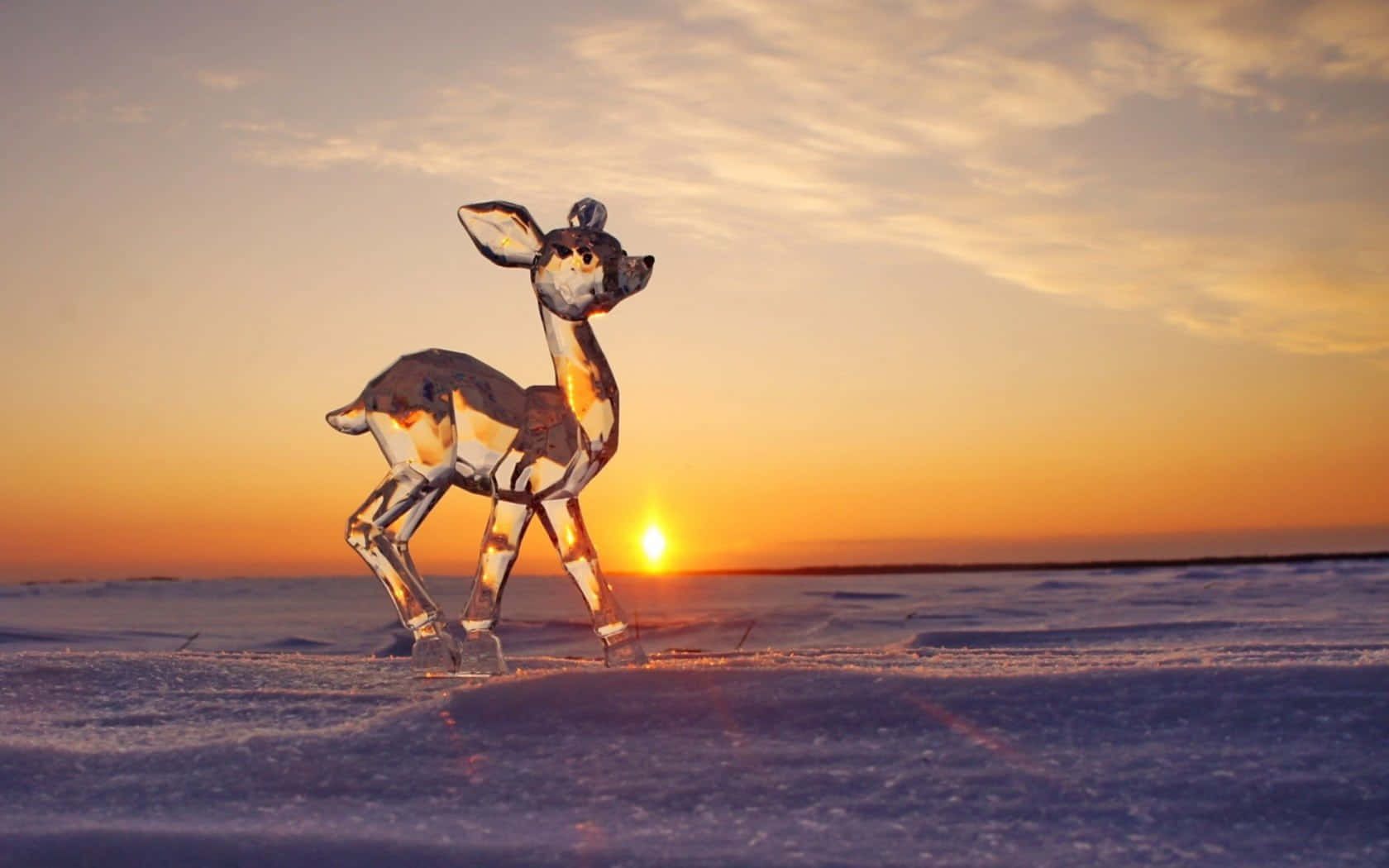 Majestic Ice Sculpture Of A Dolphin Leaping Over A Wave Wallpaper