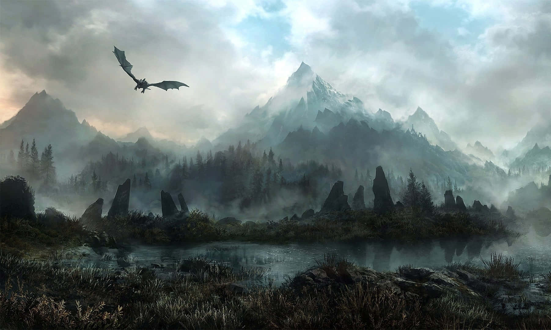 Majestic Landscape Of Skyrim Wallpaper