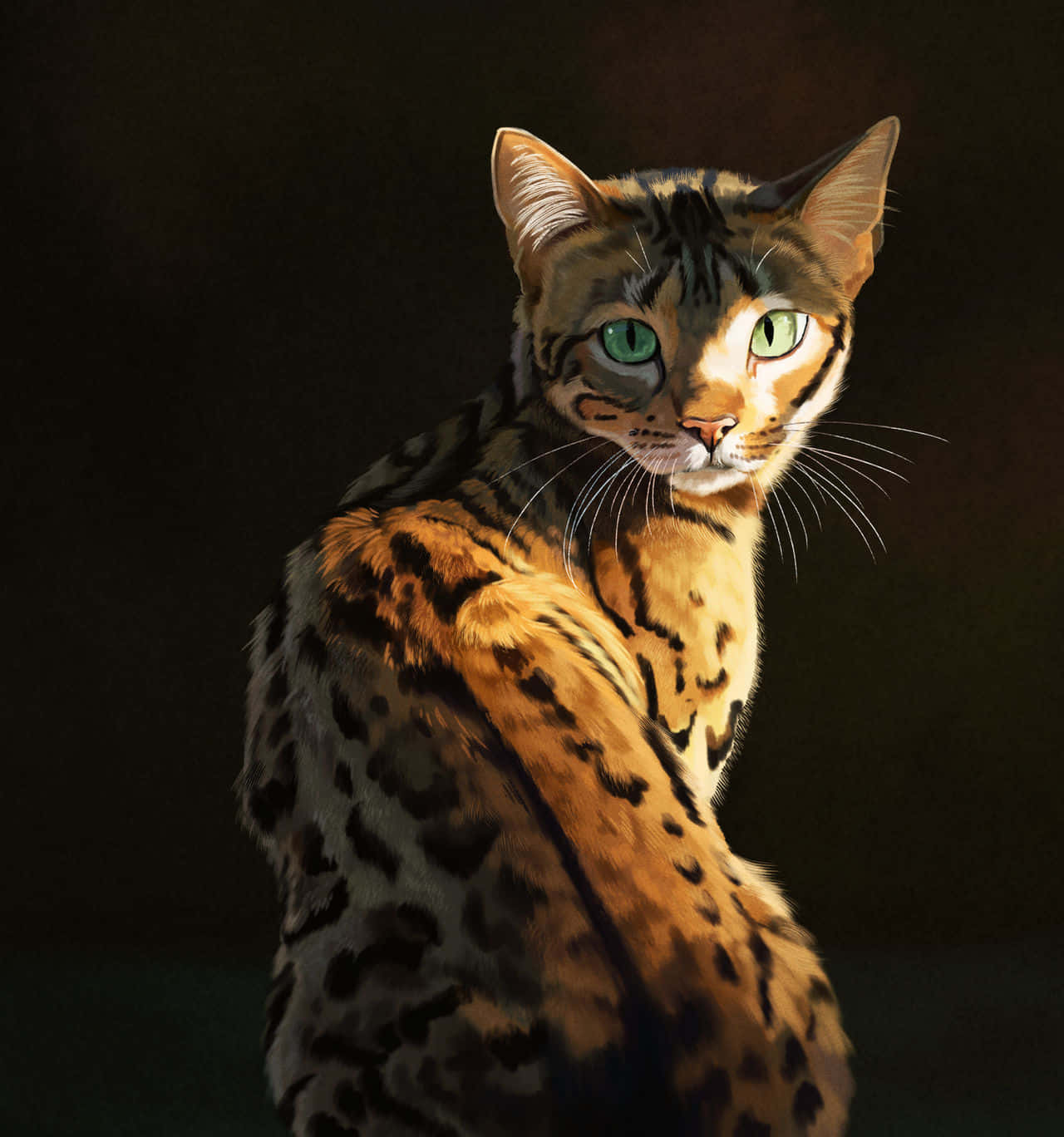 Majestic Leopard Cat Glance Wallpaper