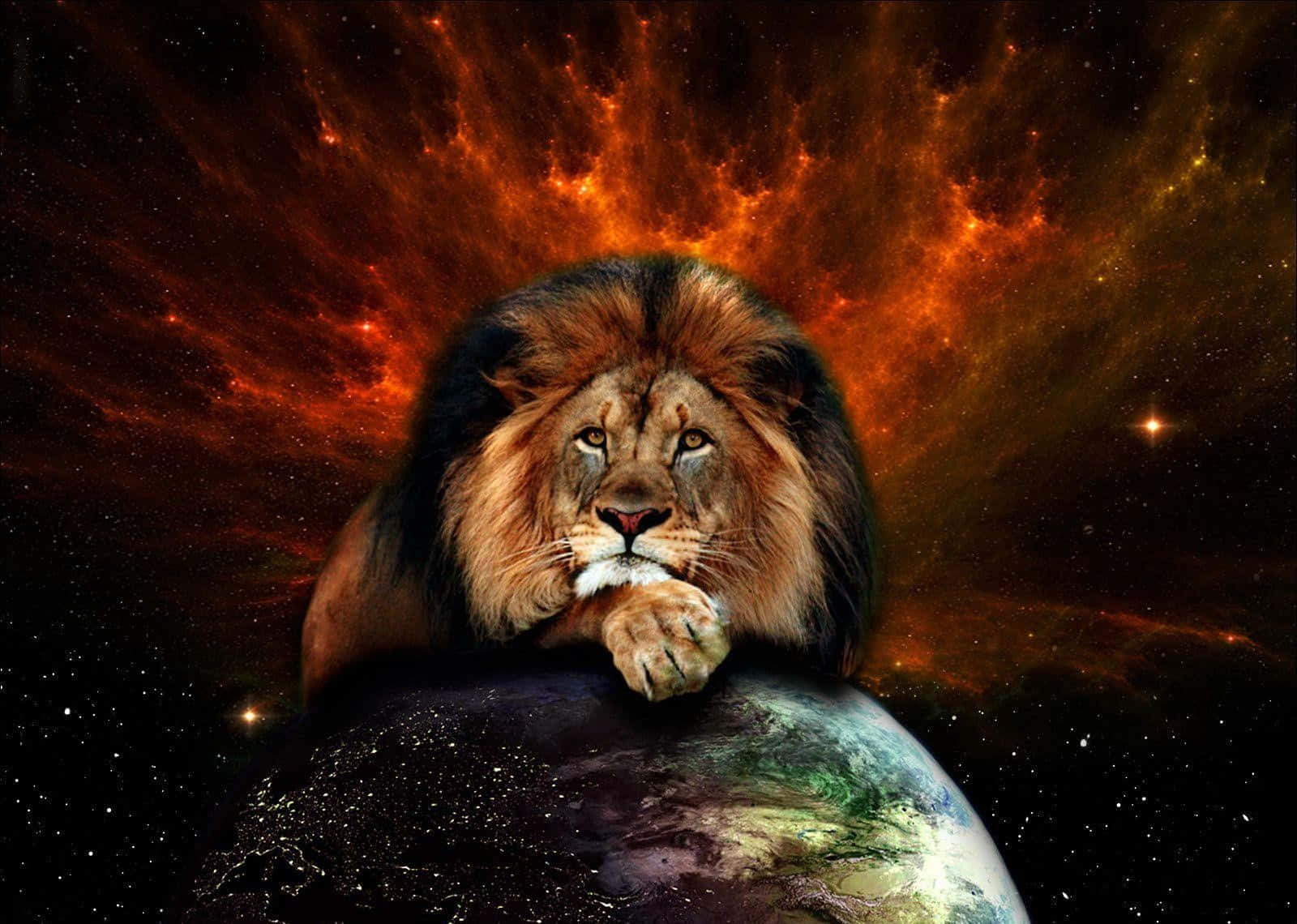 Majestic Lion Of Judah In A Vibrant Landscape Wallpaper