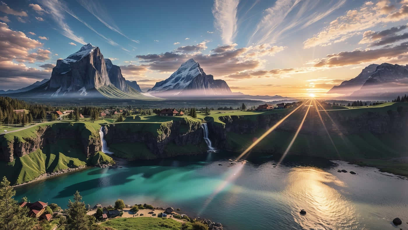 Majestic Mountain Sunrise Landscape Wallpaper