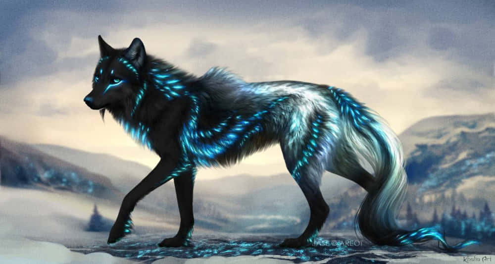 Majestic Mythical Wolf In A Mystical Forest Wallpaper