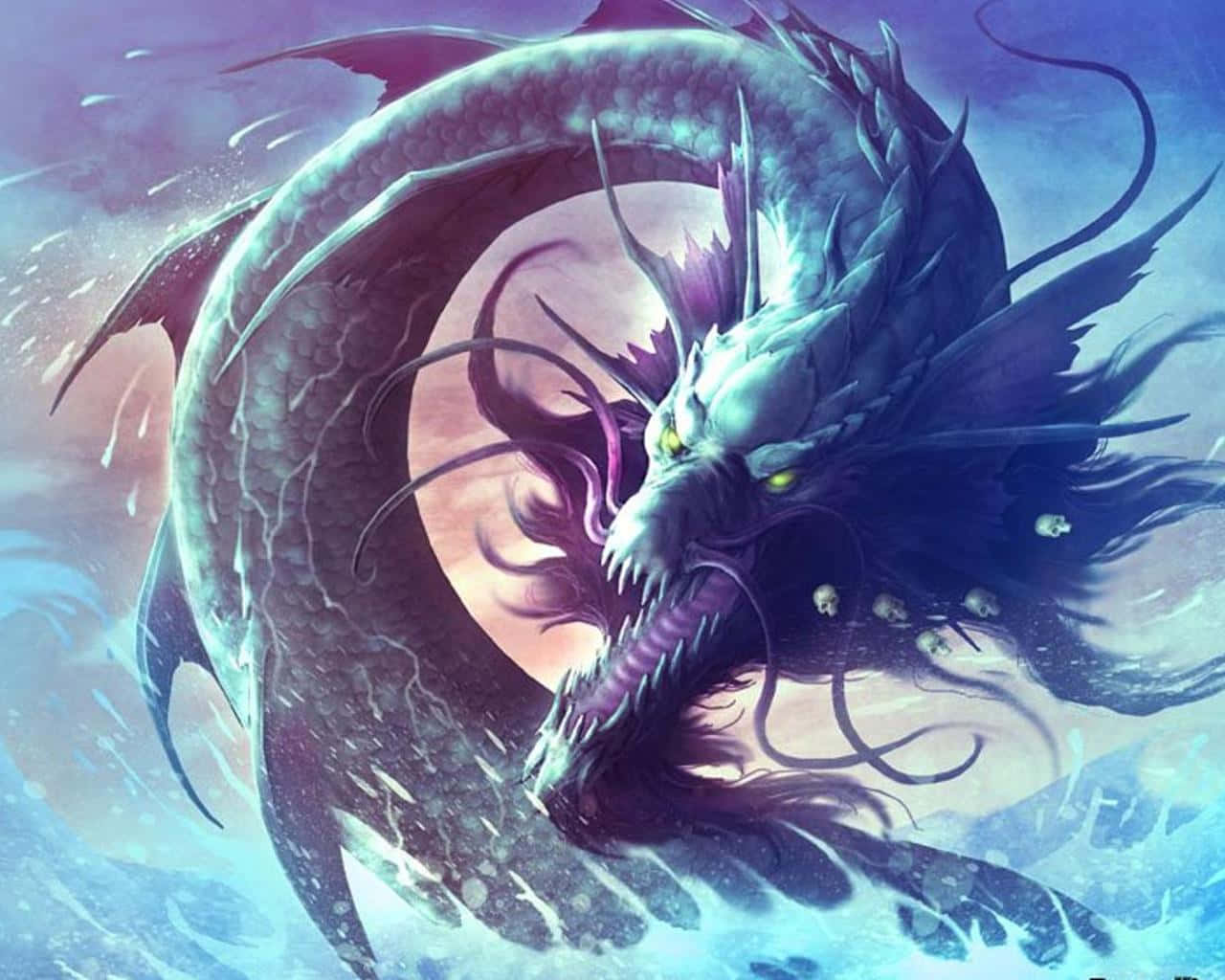 Majestic Oriental Dragon In Anime Artwork Wallpaper