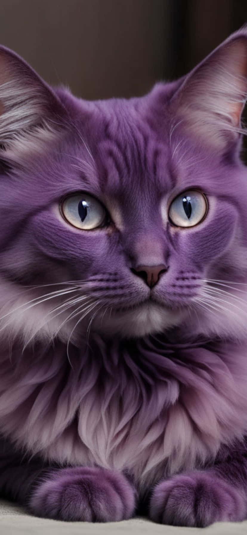 Majestic Purple Cat Portrait Wallpaper