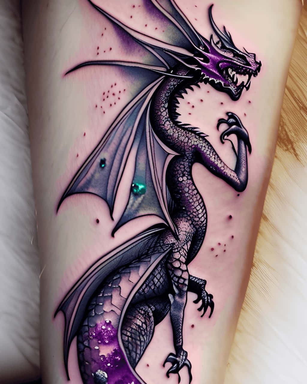 Majestic Purple Dragon Tattoo Wallpaper