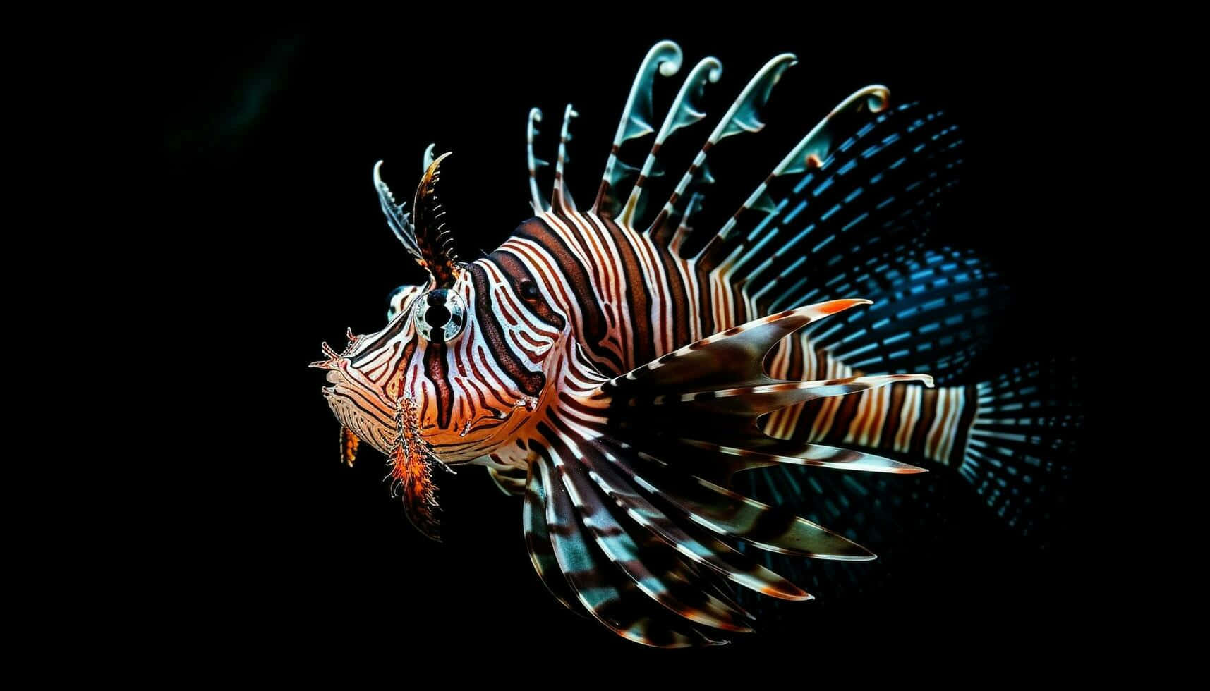 Majestic Red Lionfish Swimming Wallpaper