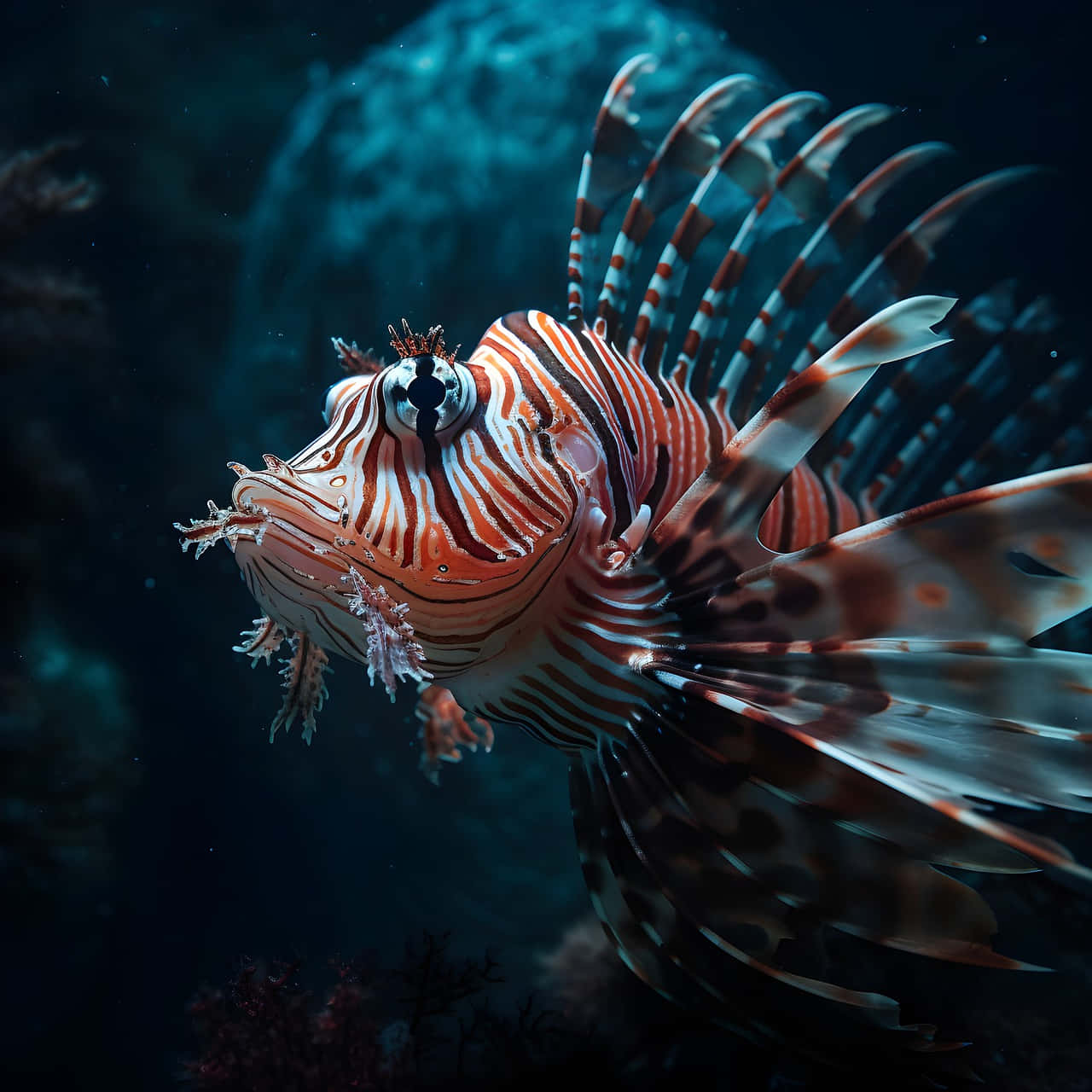 Majestic Red Lionfish Underwater Wallpaper