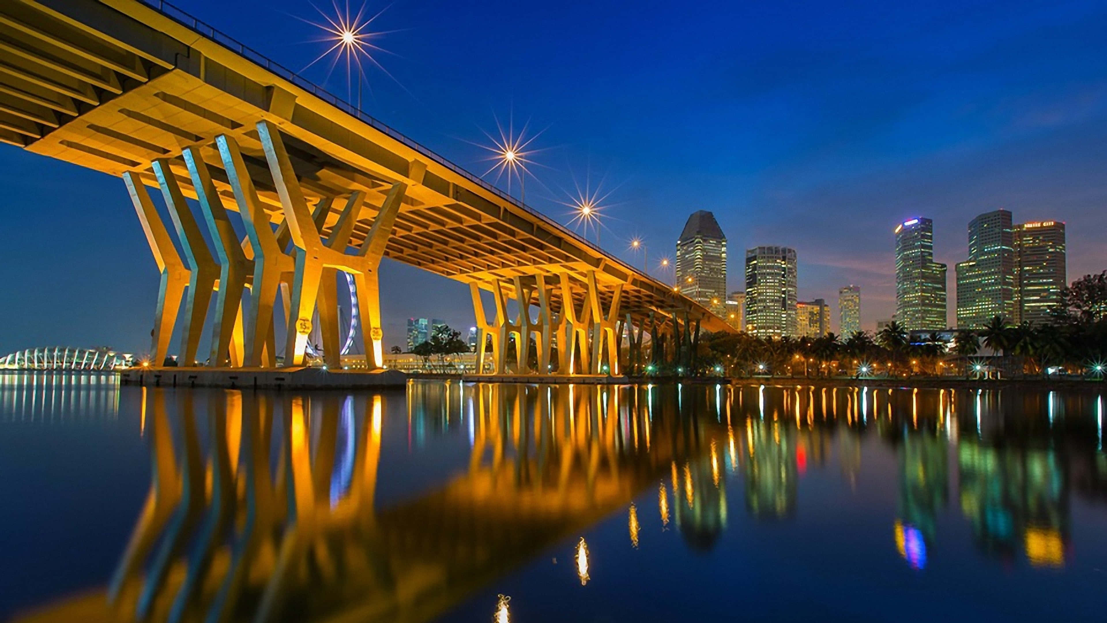 Majestic Skyline Of A Bustling City Illuminated At Dusk Wallpaper