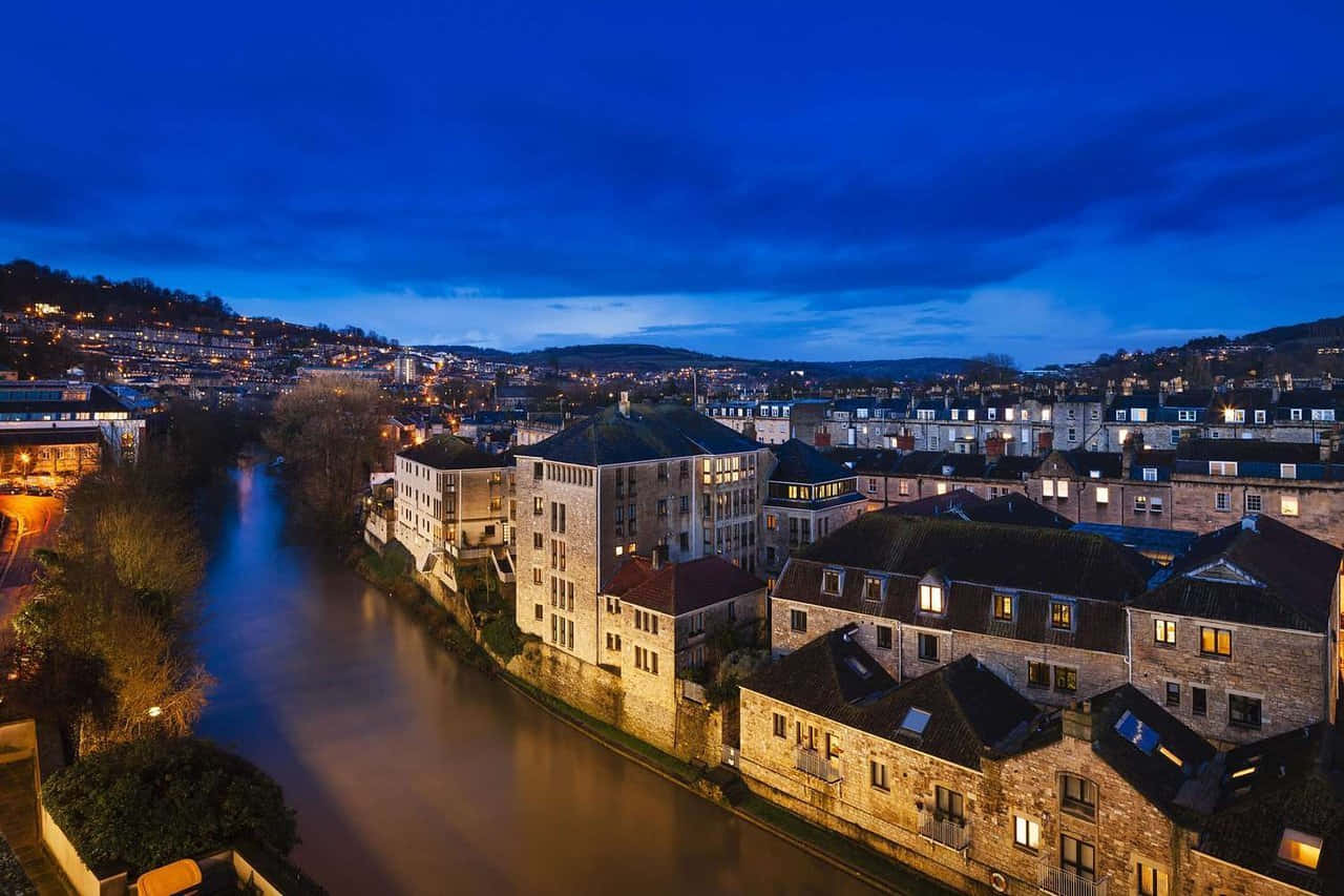 Majestic Sunset Over Bath, United Kingdom Wallpaper