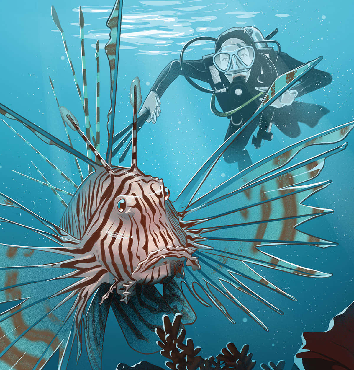 Majestic Underwater Predator - Lionfish Wallpaper