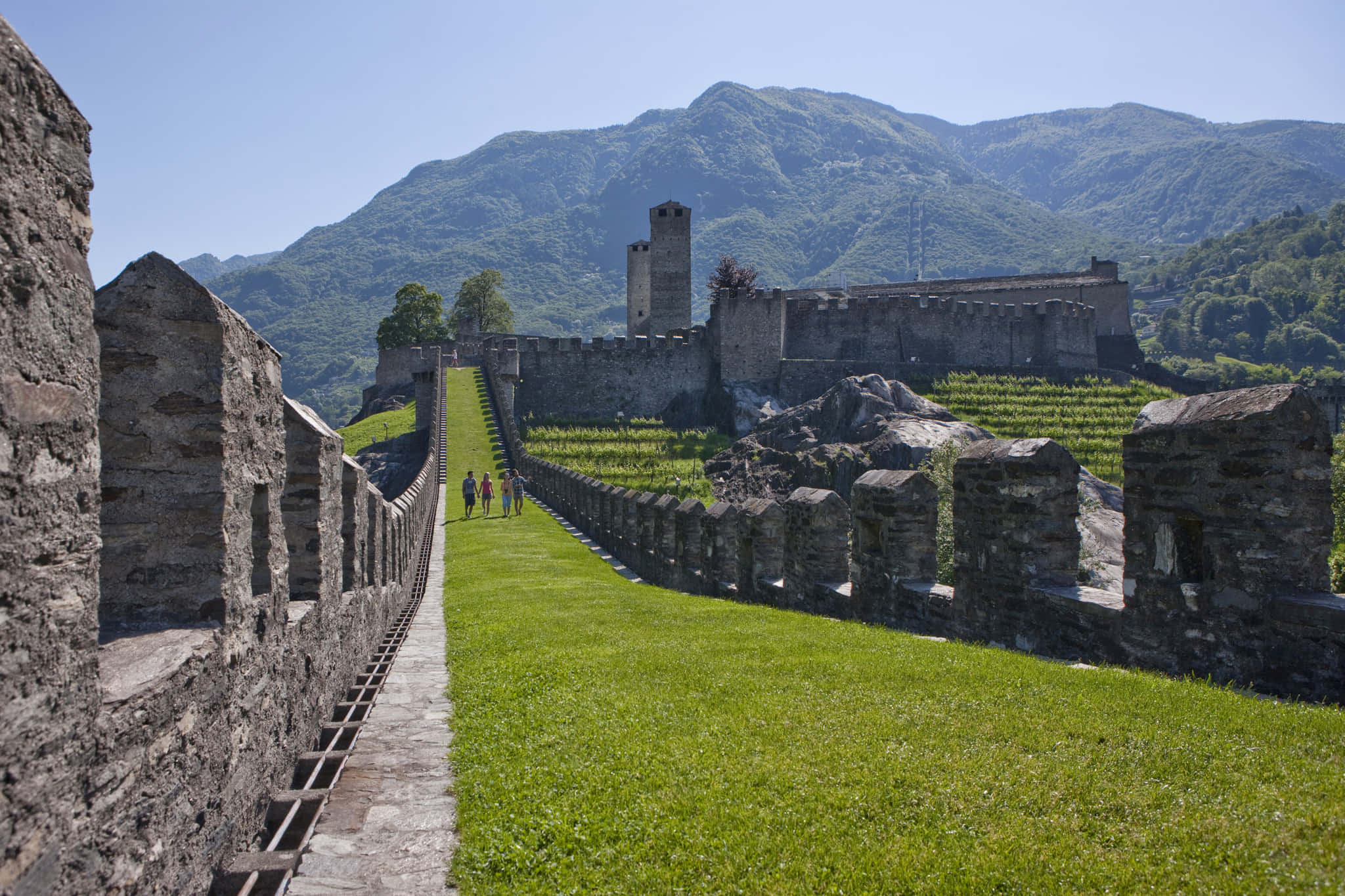 Majestic View Of Bellinzona Castles, Switzerland Wallpaper