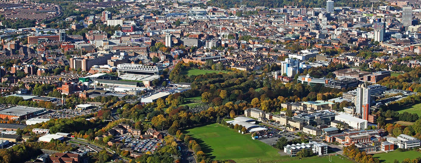 Majestic View Of Leicester City Skyline At Dusk Wallpaper