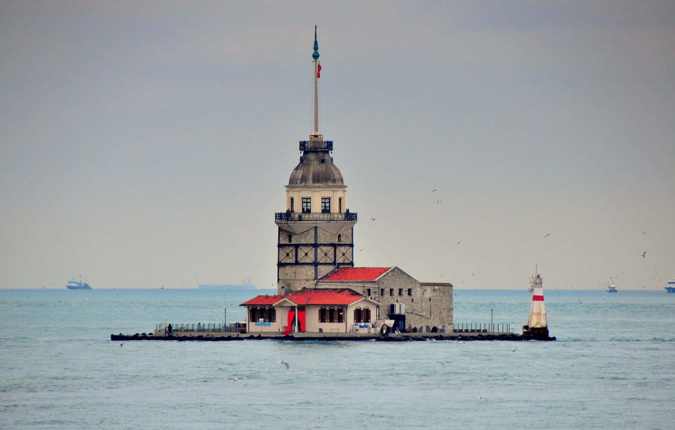 Majestic View Of Maiden Tower Against Clear Sky Wallpaper