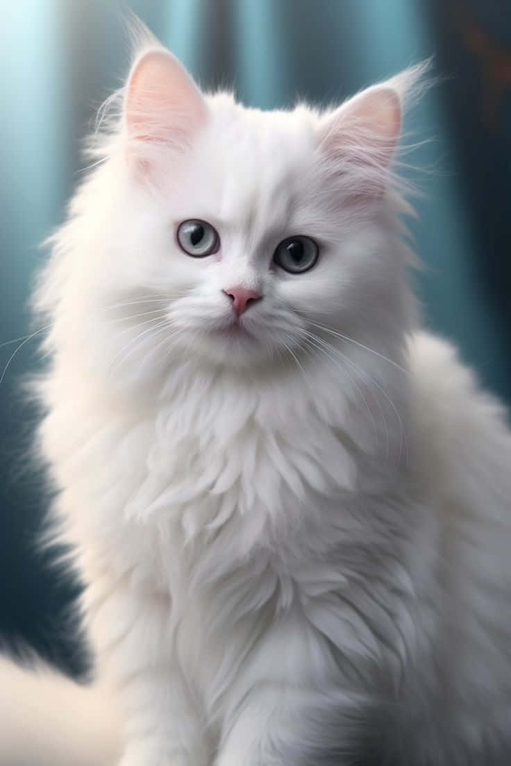 Majestic White Fluffy Cat Wallpaper