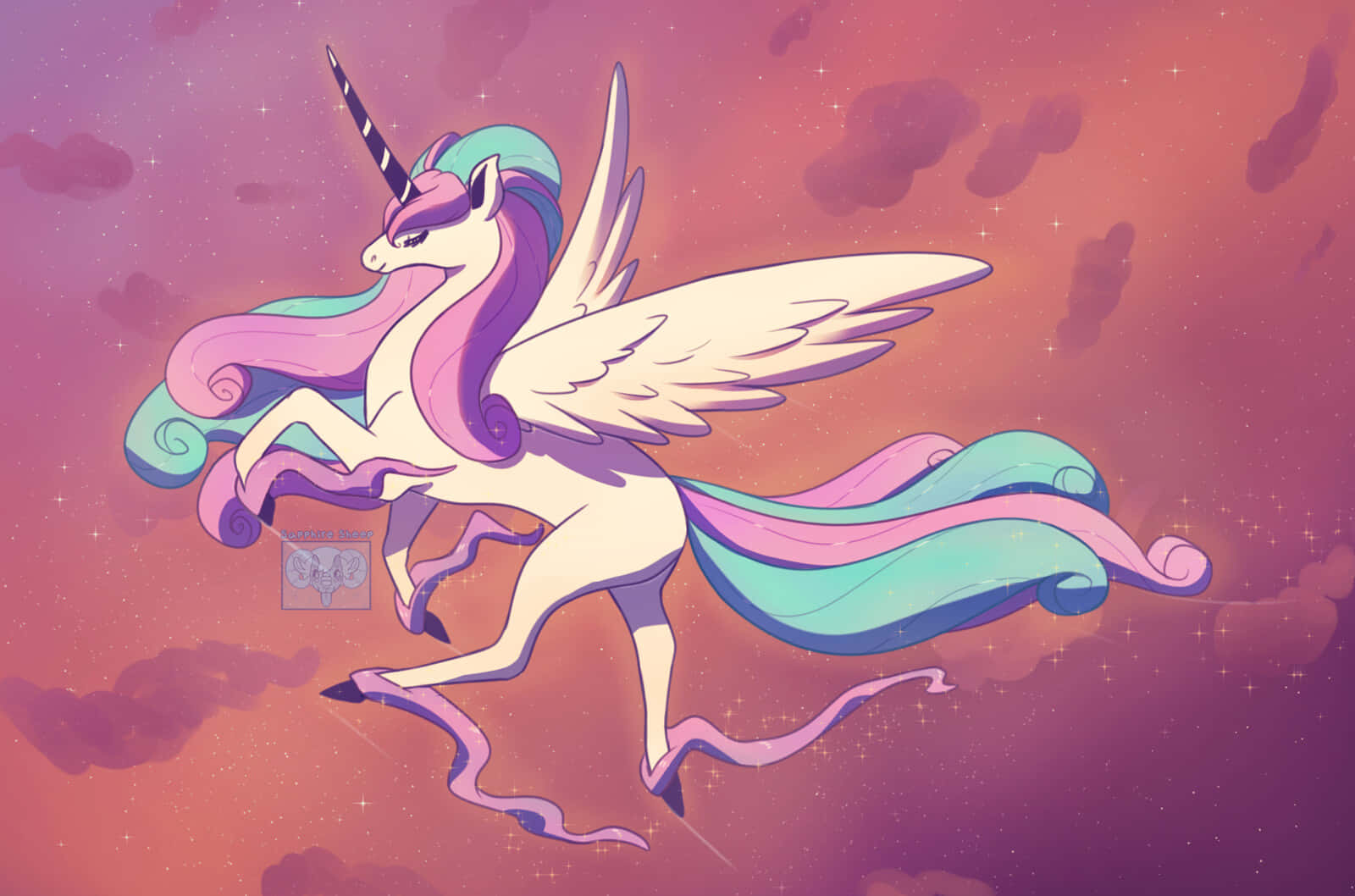 Majestic Winged Unicorn Illustration Wallpaper