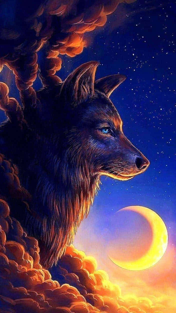 Majestic Wolf At Sunset Wallpaper