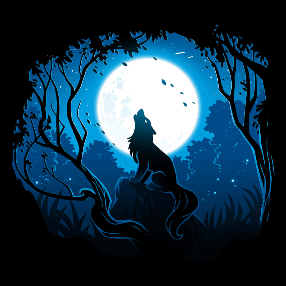 Majestic Wolf Basking In The Silvery Moonlight Wallpaper