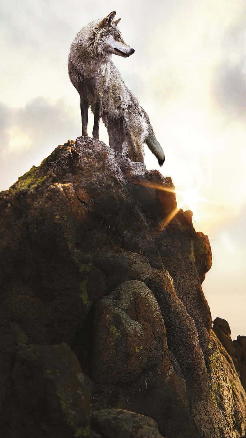 Majestic Wolf Roaming The Picturesque Mountain Landscape Wallpaper