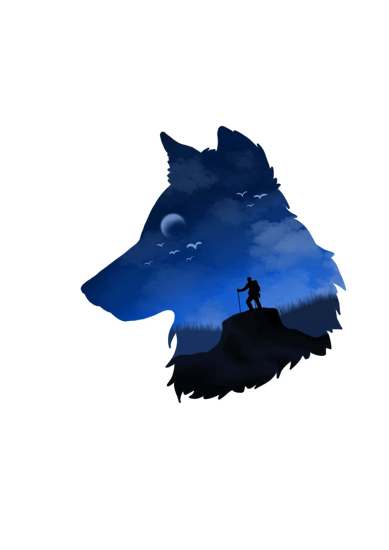 Majestic Wolf Silhouette In A Mesmerizing Night Scene Wallpaper