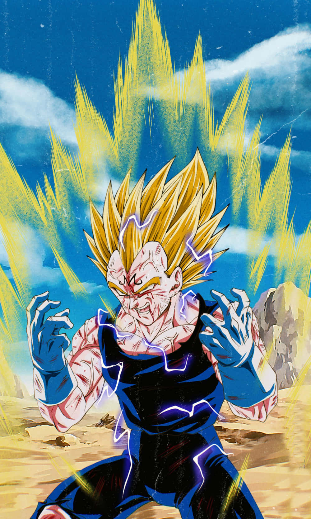 Majin Vegeta Descends On His Enemies With Relentless Power. Wallpaper