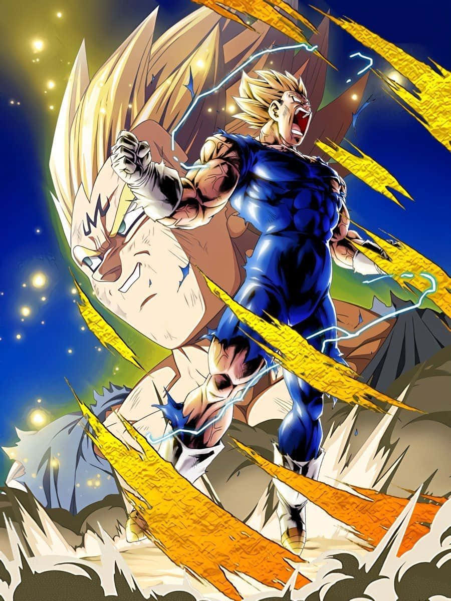 Majin Vegeta Transforming In Battle Wallpaper