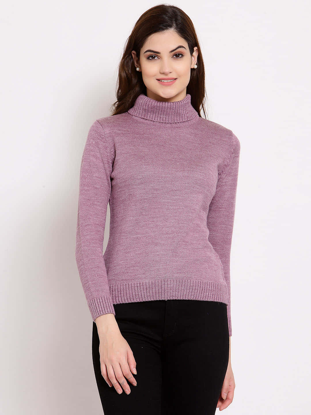 Make A Statement In This Stylish Purple Turtle-neck Sweater. Wallpaper