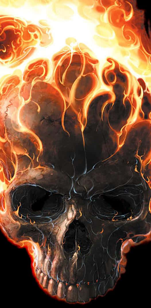 Make A Statement With The Bold, Vibrant Red Flame Skull. Wallpaper