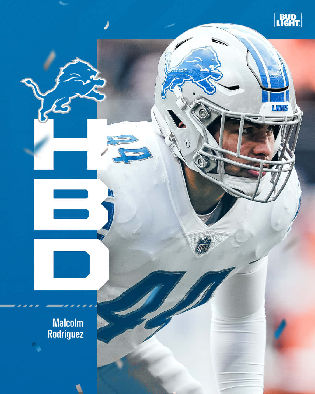 Malcolm Rodriguez Detroit Lions Promotional Graphic Wallpaper