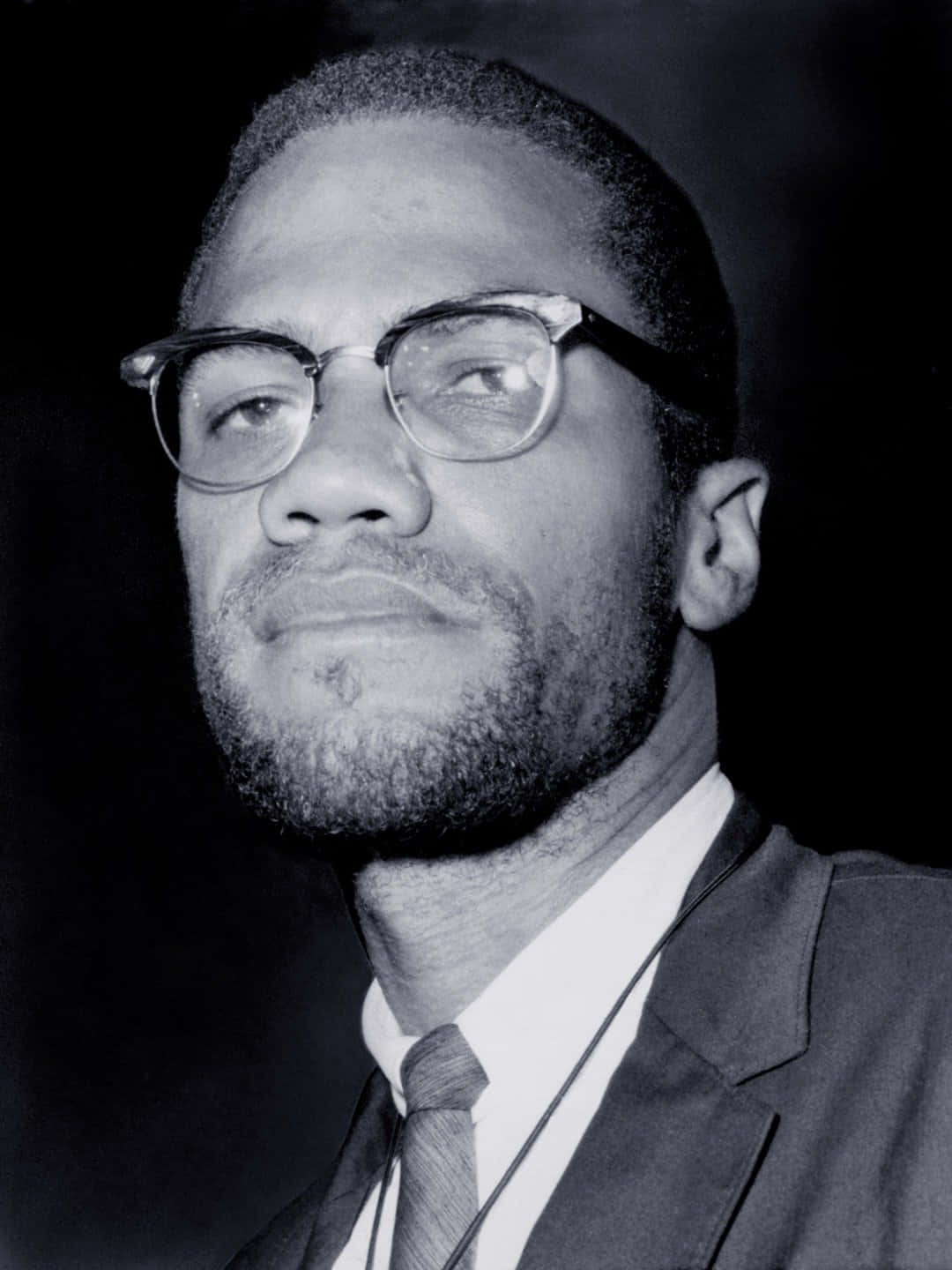 Malcolm X Portrait Blackand White Wallpaper