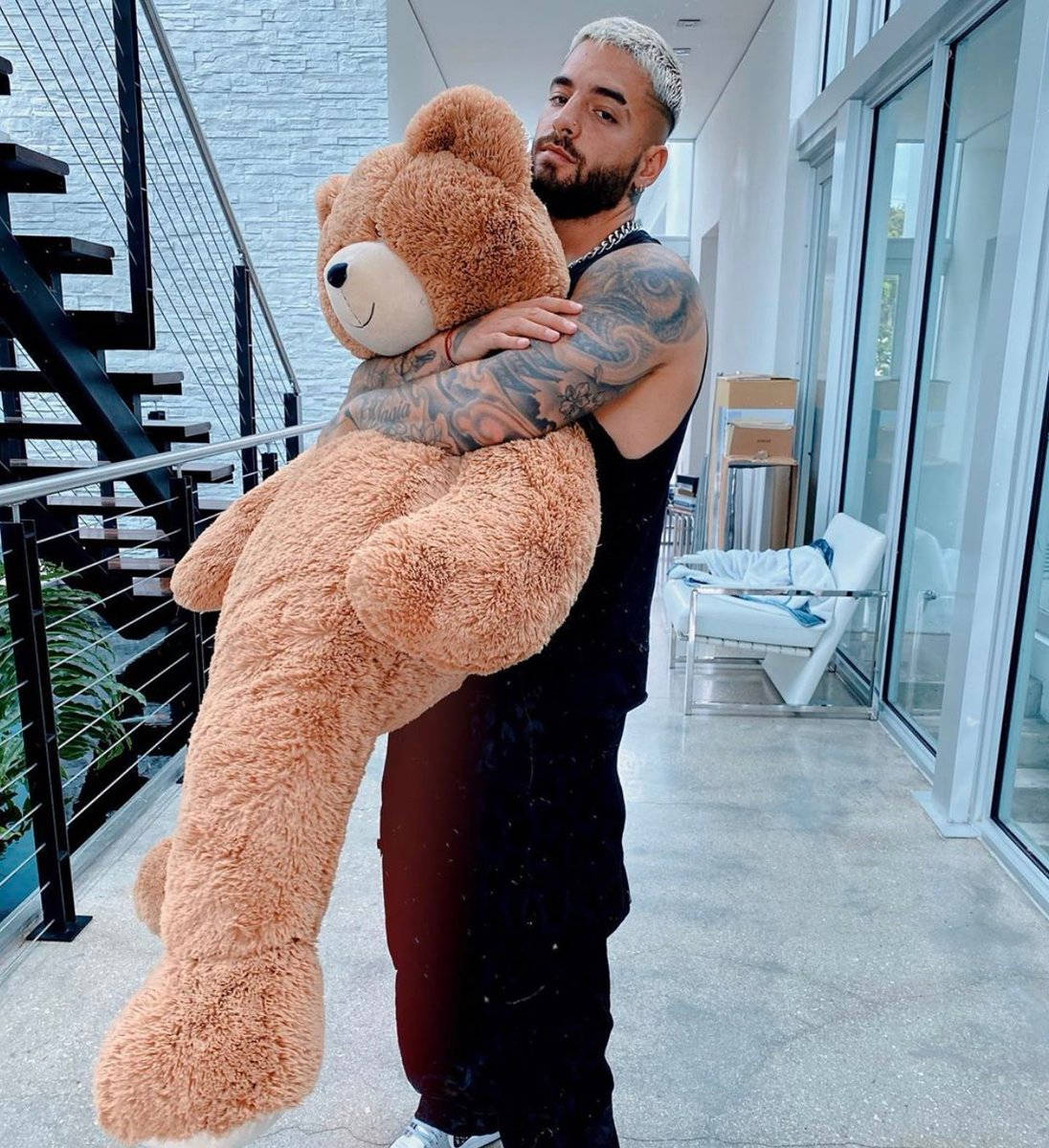 Maluma With A Teddy Bear Wallpaper