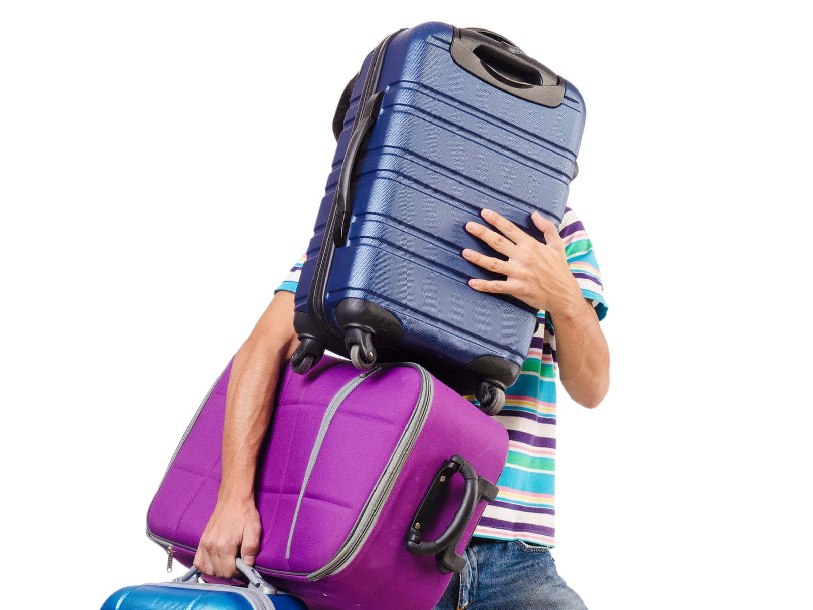 Man Carrying Colorful Suitcases Wallpaper