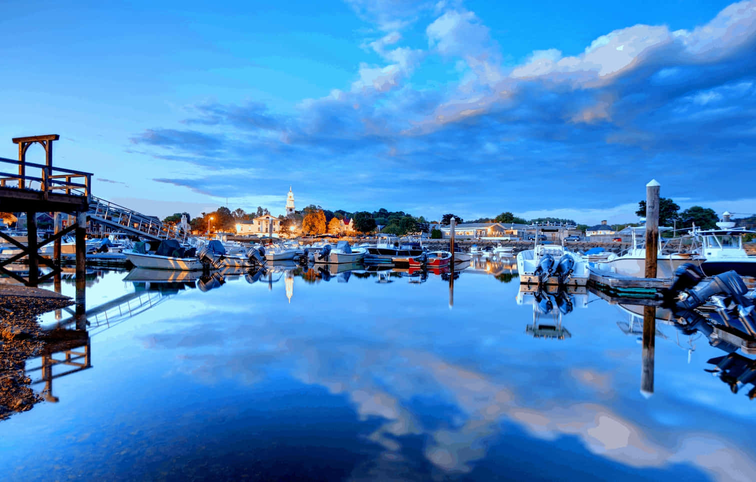 Manchester By The Sea Twilight Marina Wallpaper