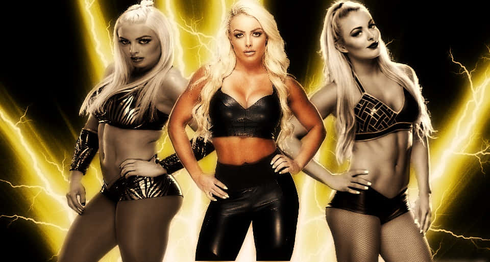 Mandy Rose Triple Pose Lightning Background Wallpaper