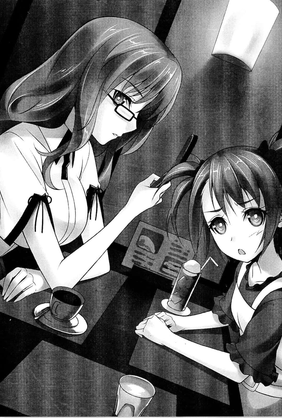 Manga Style Cafe Conversation Wallpaper